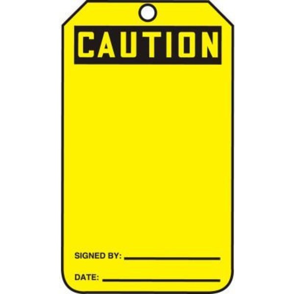 Accuform Accuform Caution Tag, Caution, RP-Plastic, 25/Pack MGT200PTP